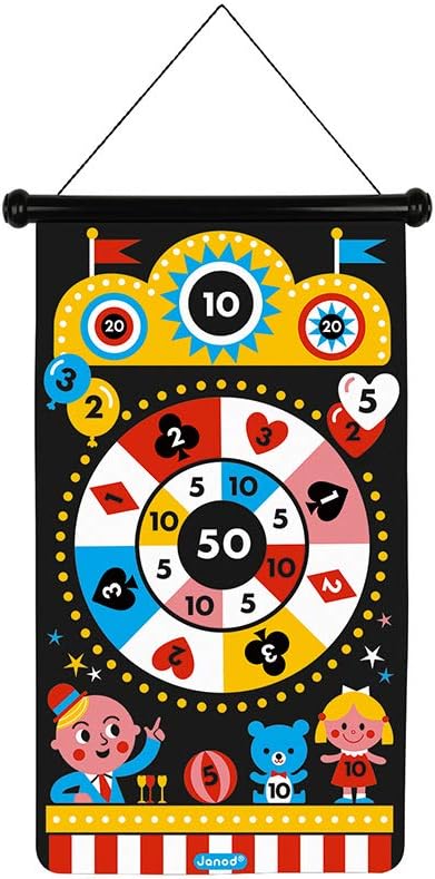 Janod - Magnetisches Darts-Spiel zum Thema Jahrmarkt - Geschicklichkeitsspiel Fördert Wendigkeit und