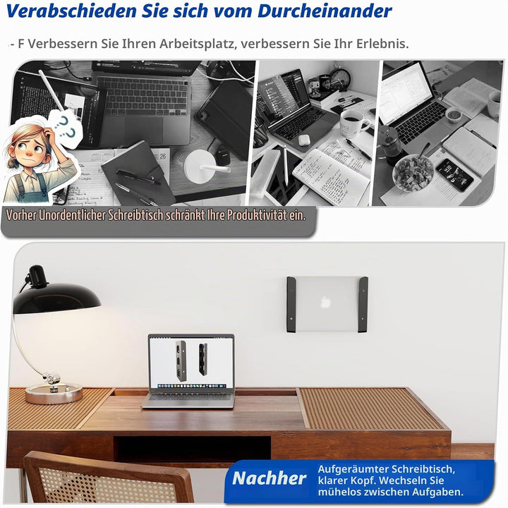 sciuU Wandhalterung für Laptop Tablet Tastatur - Zweischichtiges Design - Universeller Metall Wandre
