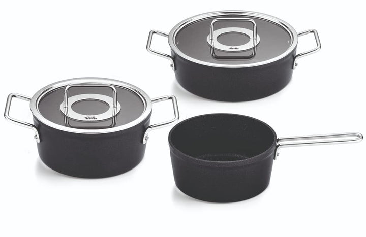 Fissler Adamant / Aluminium-Kochtopfset, 3-teilig, Töpfe-beschichtet mit Glasdeckel, antihaftend (1