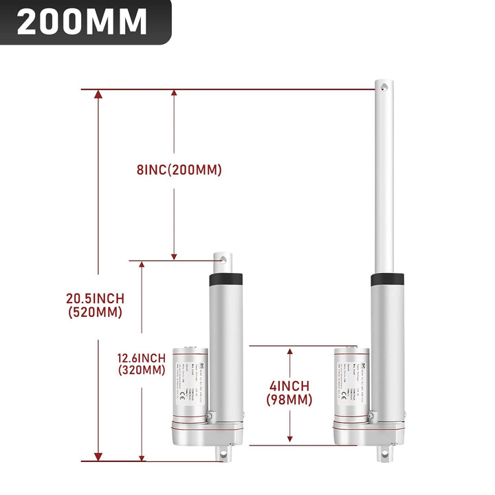 Randaco 1500N Linear Actuator, 50/100/150/200/250/300/400 MM Linearantrieb Linearmotor Verstellantri