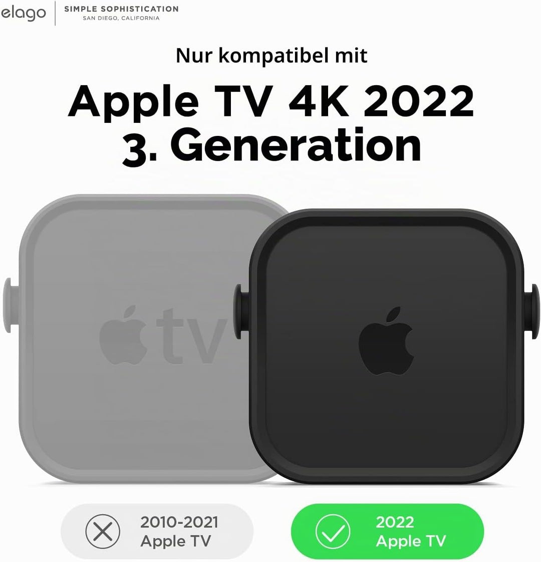 elago Mehrfachmontage Kompatibel mit Apple TV 4K 3rd Generation (2022) - 3 Montageoptionen: Magnet,