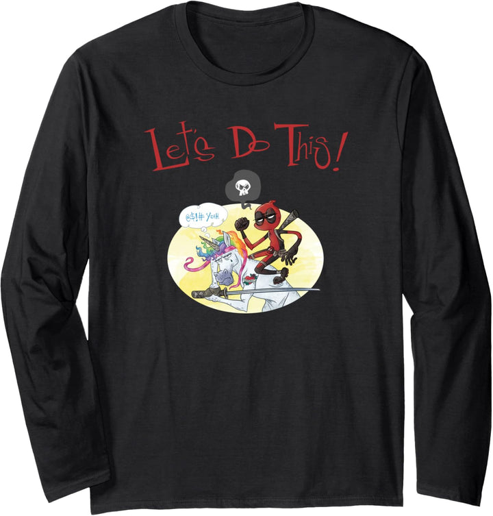 Marvel Deadpool Unicorn Let's Do This Langarmshirt