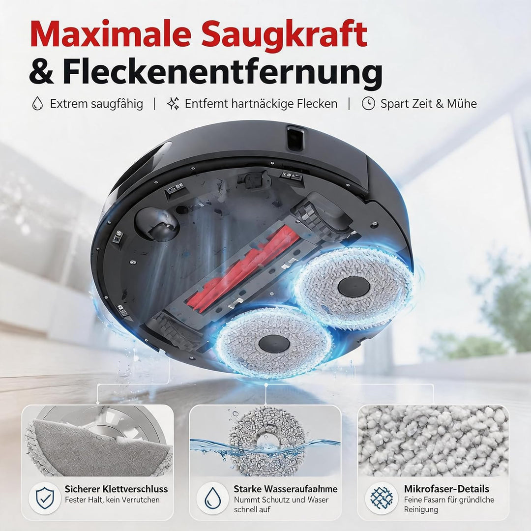 Loveco Zubehör Set für Kompatibel Roborock Qrevo S/QRevo MaxV/QRevo Pro RoboterStaubsauger, 2 Hauptb