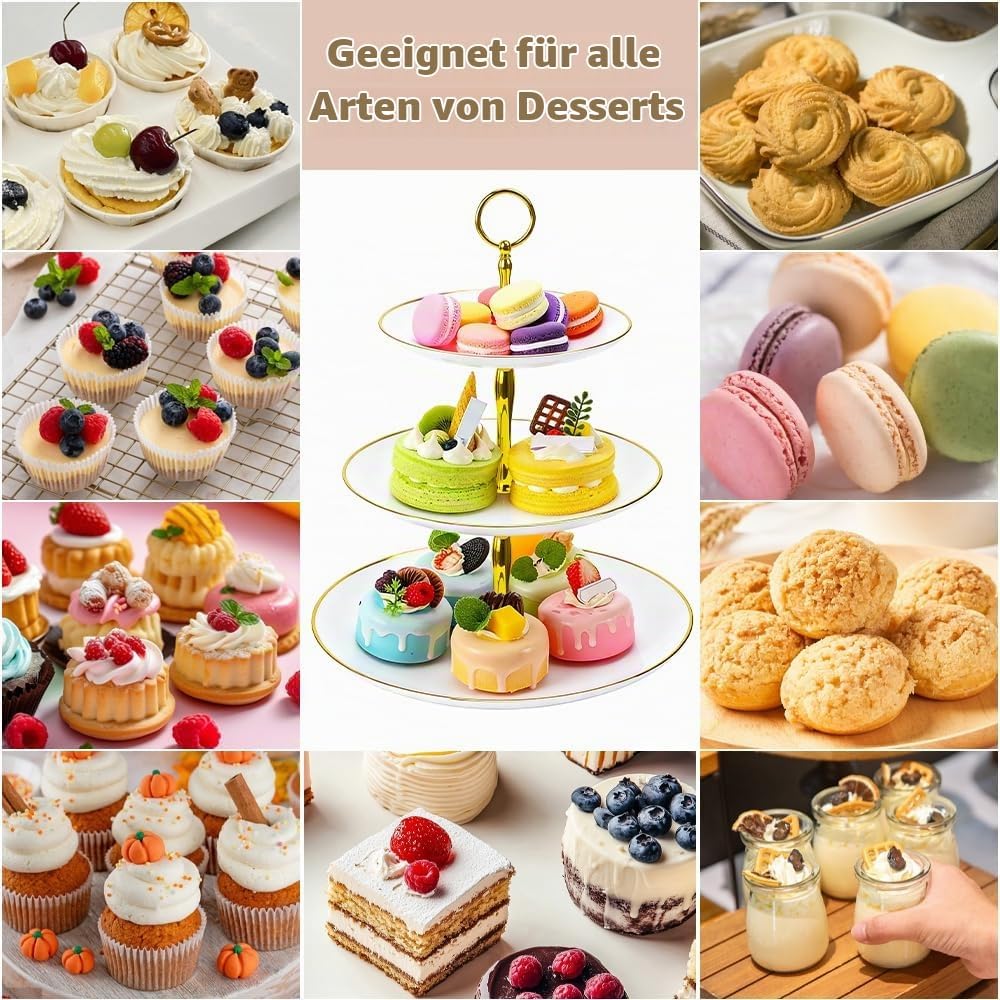 2er Set Tortenständer Etagere 3 Etagen Ø14.5/19.5/24.5cm Muffin Ständer Cupcake Halter Rund Kuchenst