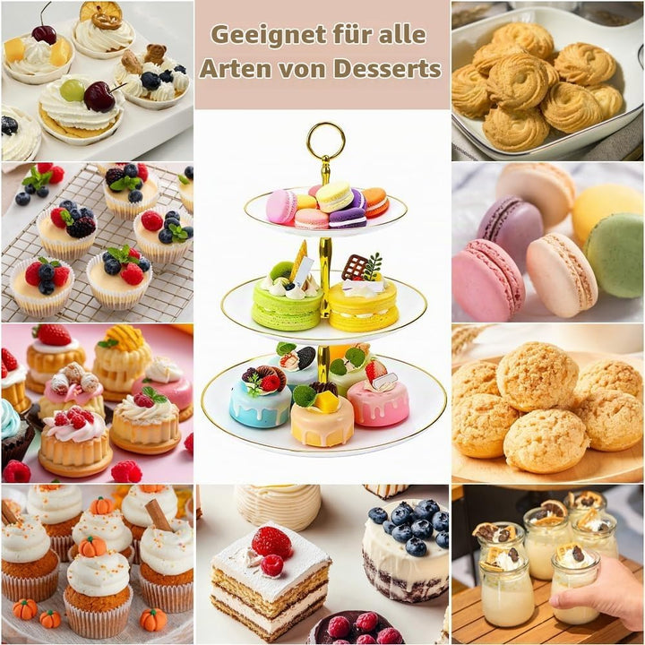2er Set Tortenständer Etagere 3 Etagen Ø14.5/19.5/24.5cm Muffin Ständer Cupcake Halter Rund Kuchenst