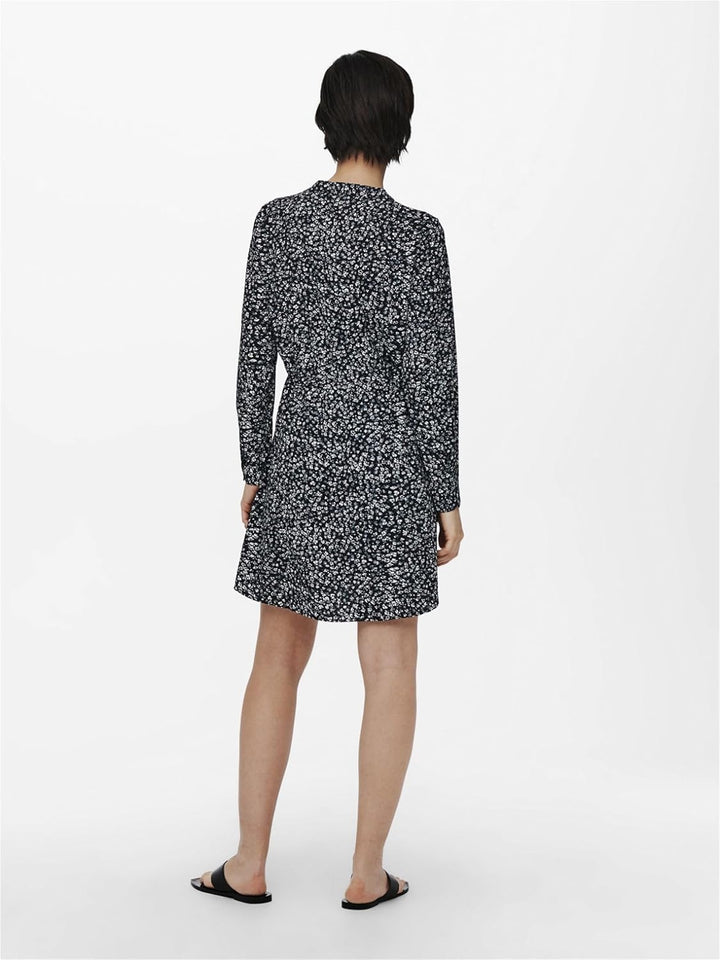 ONLY Damen Onlcory L/S V-Neck Tunic WVN Noos Tunika XS Black / Maria White Grey Disty, XS Black / Ma