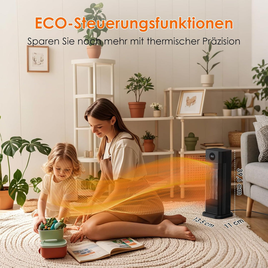 Minthouz Heizlüfter Energiesparend, 2000W PTC Keramik Heizlüfter, 3-Modus Elektroheizung mit Thermos