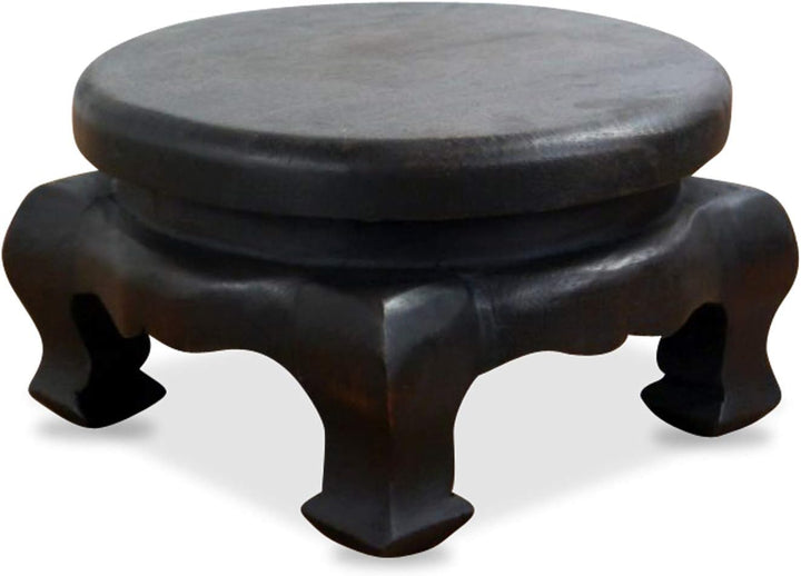 livasia Runder Opiumtisch, Beistelltisch, Massivholztisch, Couchtisch, Podest Schwarz 30cm, Schwarz