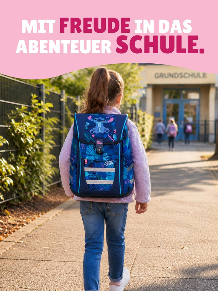 Familando - McNeill Teneris Schulranzen Set - 10-teilig mit Schultüte - Stitch - Ergonomisch & Verst
