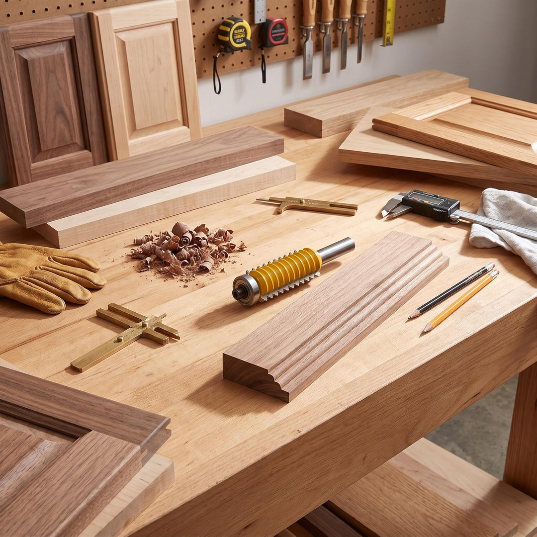 Holzfräser Set, 8 Schaft Schnurwellen Hartmetall Mehrzahn Fräser für Holzbearbeitung, Oberflächenmod