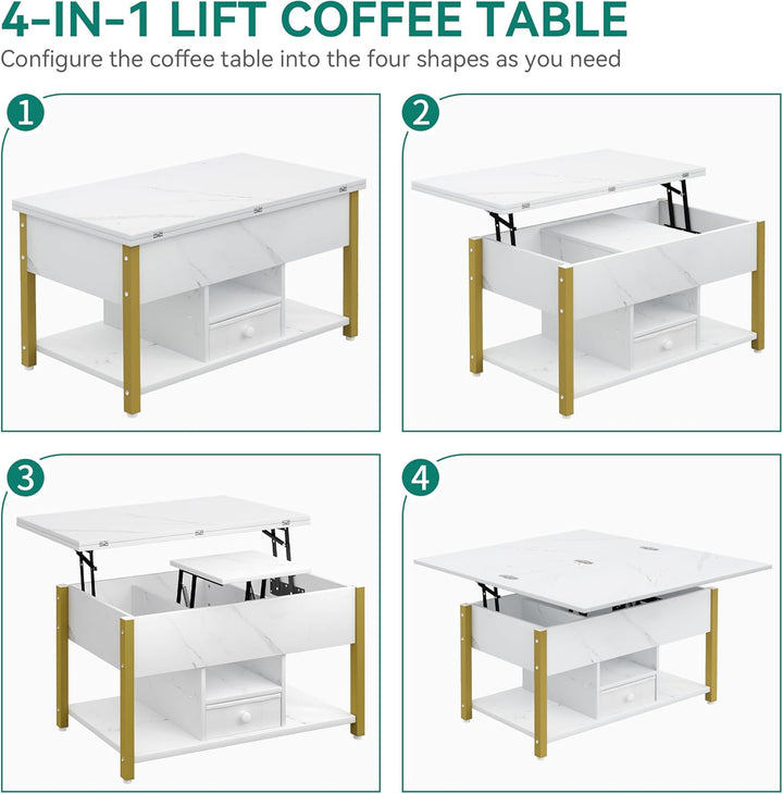 YITAHOME Couchtisch mit Höhenverstellbarer, 4-in-1-Multifunktions-Couchtisch mit Stauraum, Couchtisc