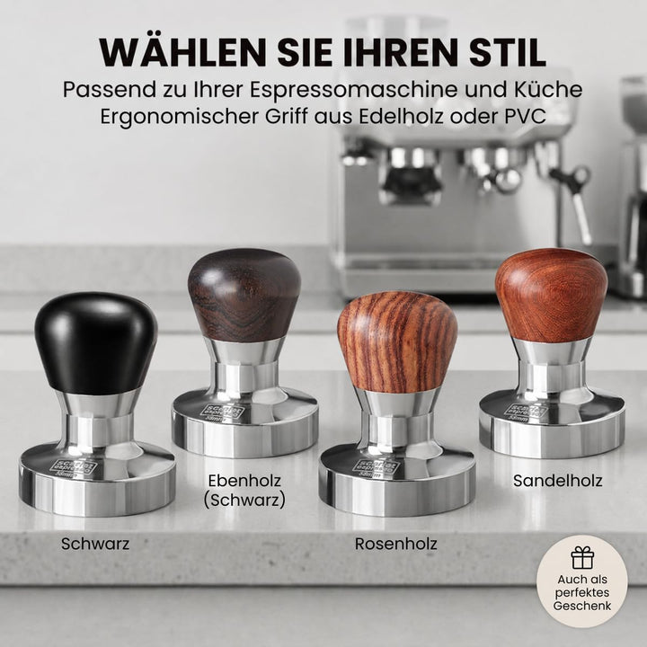 scarlet espresso | Tamper »Passion« für Barista; mit ergonomischem PVC- oder Edelholzgriff nach Wahl
