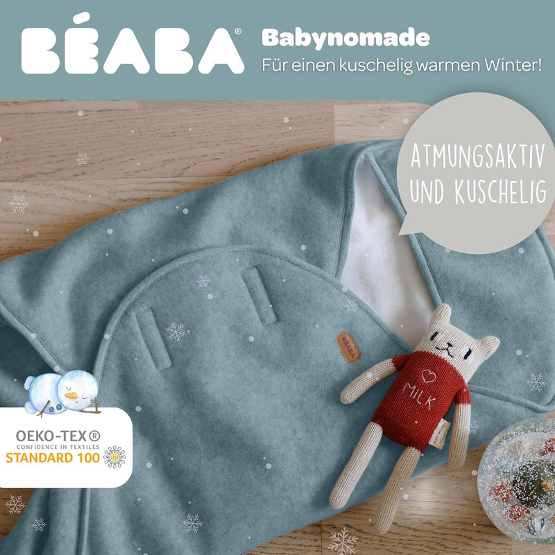 BÉABA, Babynomade Double Fleece, Baby Winter Wickeldecke, Autositz/Kinderwagen/Gondel/Transat, Weich