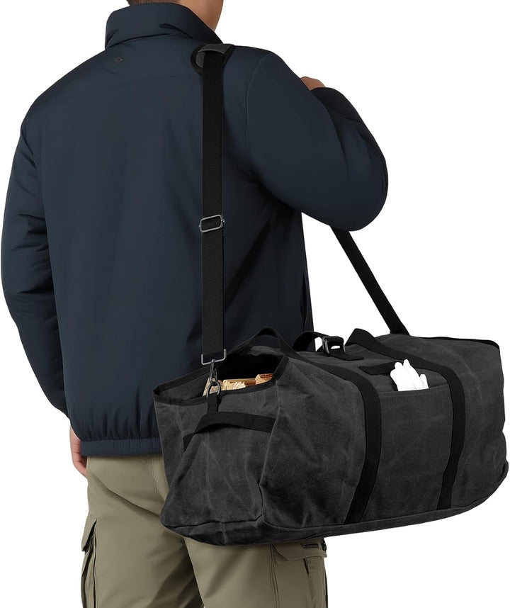 kaminholztasche Kaminholz Holzkorb Tragetasche Brennholztasche Kaminholzträger gewachstes Segeltuch