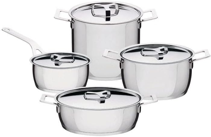 Alessi Pots&Pans, Topf (AJM100/20), (AJM101/16), Kasserolle mit Zwei Griffen (AJM101/20), Milchkocht