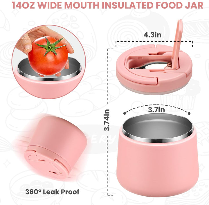 Itslife Thermobehälter für Essen 420ml, Warmhaltebehälter Essen Edelstahl mit Schnallendeckel und Lö