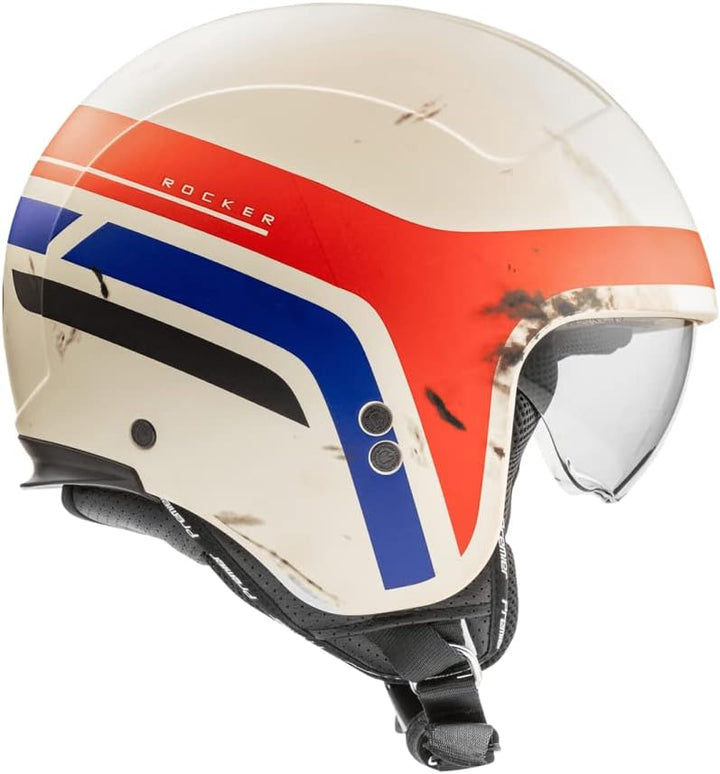 Premier Unisex-Adult Rocker Helm S Creme, Rot Und Blau, S Creme, Rot Und Blau