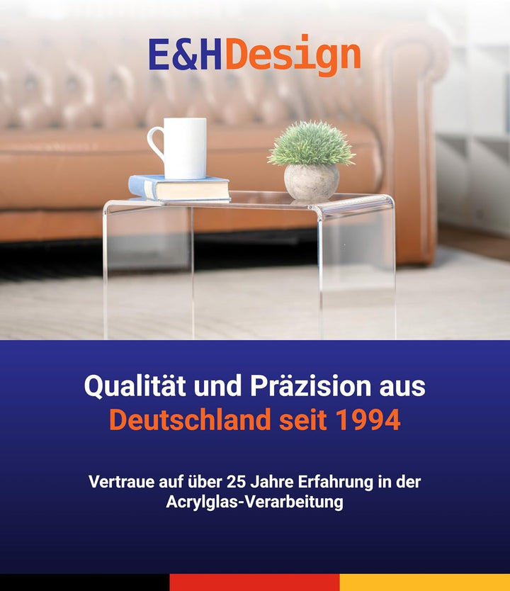 EH Design Acrylglas Beistelltisch I Couchtisch, Mini Nachttisch, Mini Tisch, Transparentes Marken Ac