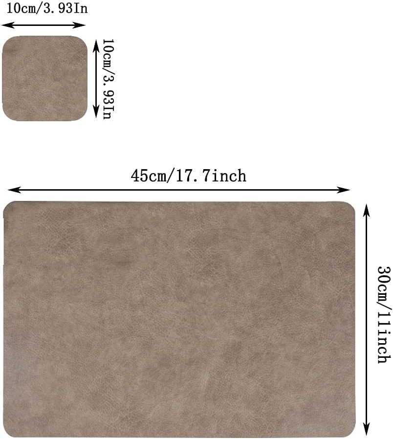 Platzset Abwischbar, Leder Untersetzer Und Tischset 6er Set, Platzdeckchen Abwaschbar Doppel Verdick