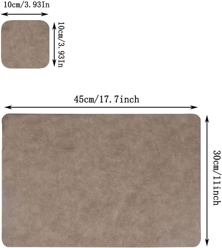 Platzset Abwischbar, Leder Untersetzer Und Tischset 6er Set, Platzdeckchen Abwaschbar Doppel Verdick
