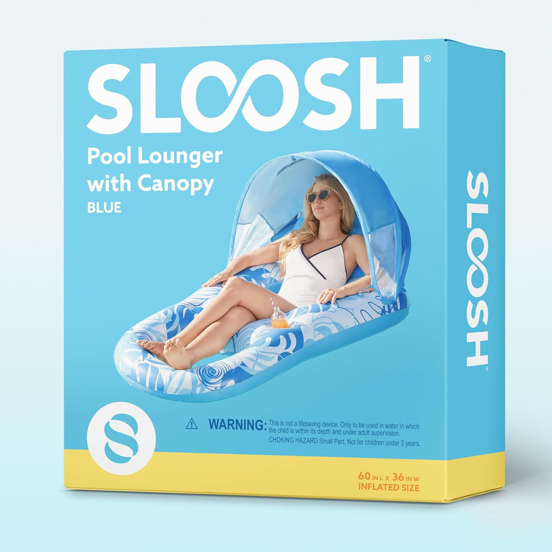 SLOOSH Pool Luftmatratze für Erwachsene, Aufblasbare Pool-Flösse, Schwimmflösse mit Sonnendach, Schw