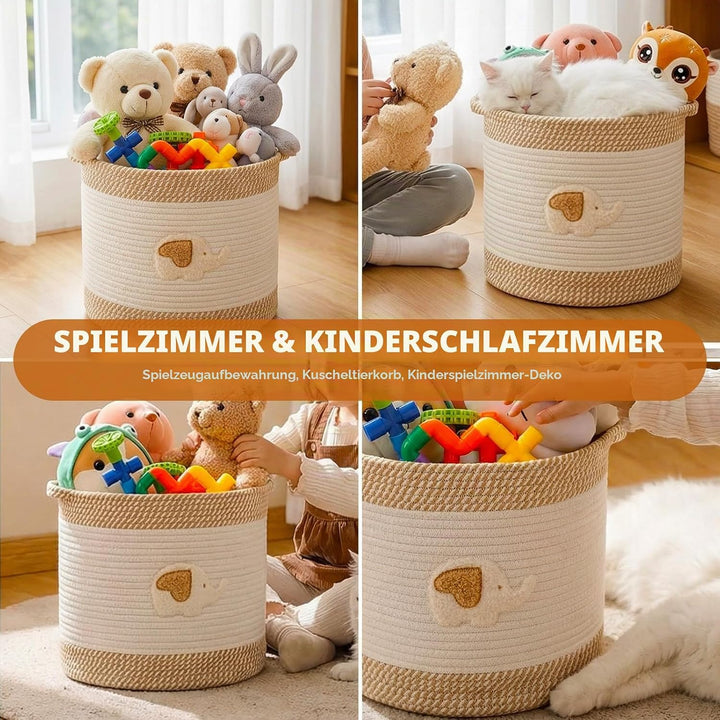 Kinderspielzeugkorb Aufbewahrungskorb, Aufbewahrungskorb aus Gewebtem Baumwollseil für Kinder, Multi