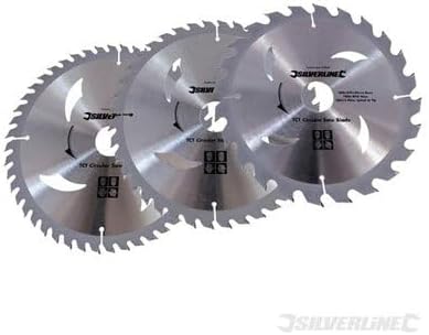 Silverline 973912 Hartmetall-Kreissägeblätter mit 24, 40 und 48 Zähnen, 3-tlg. Satz 235 x 30, Reduzi