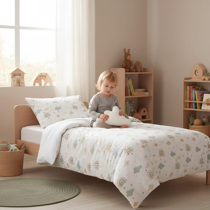 Wendbare Babybettwäsche-Sets (60 x 120 cm), 100 % Baumwolle, bestehend aus Bettbezug und Kissenbezug