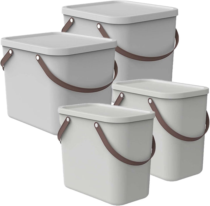 Rotho Albula 4er-Set Aufbewahrungsbox 2x40l +2x25l mit Deckel, Kunststoff (PP recycelt), weiss, 2x40