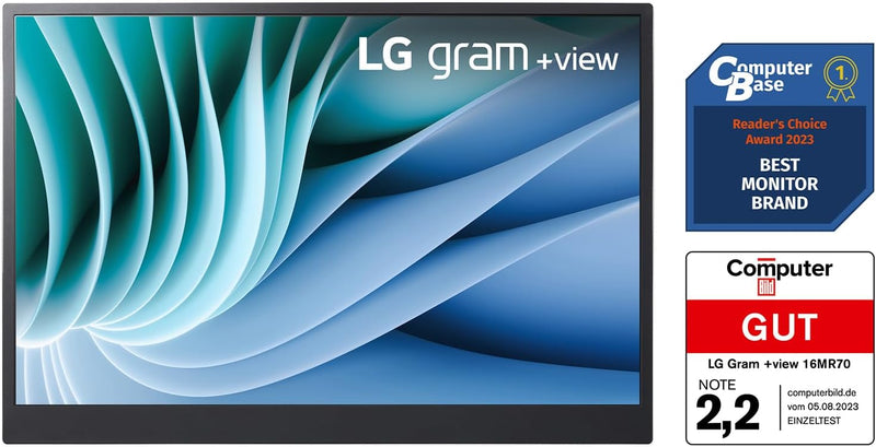 LG gram +View 16MR70, 16 Zoll +View für LG gram Portable Monitor, mit USB Typ-C, 45 W Power Delivery