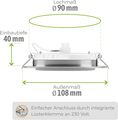 SSC-LUXon RX-3 Einbauleuchte 10er Set LED Einbaustrahler rund Alu gebürstet - extra flacher Deckensp