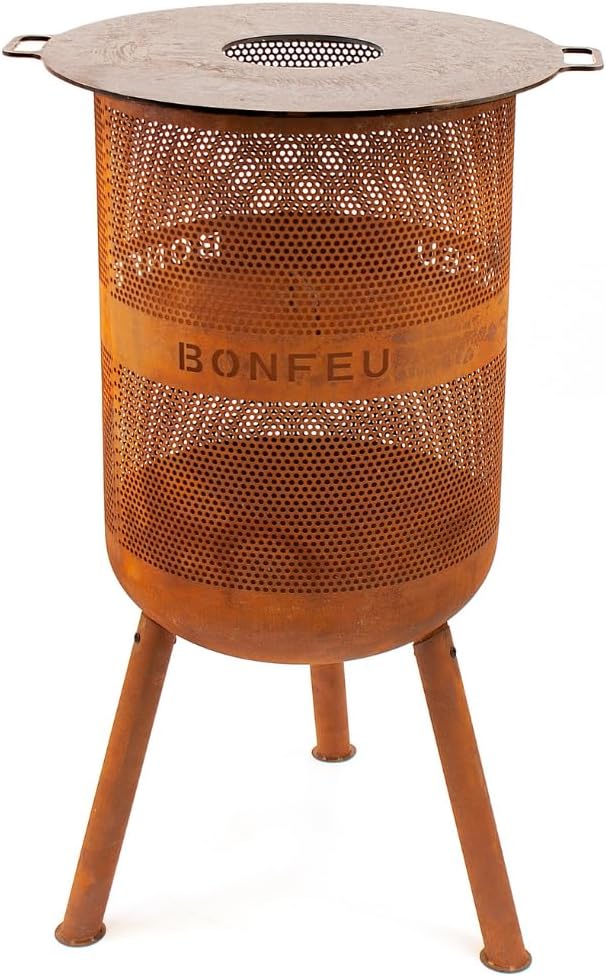 BonFeu Bonves Ø 34cm Schwarz - Feuerkorb für den Garten - Feuertonne & Feuerstelle - Feuerschale Feu