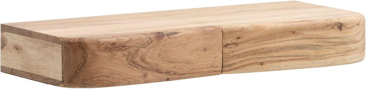 Wohnling Wandregal Akazie Massivholz 60cm mit Zwei Schubladen - Design Regal für die Wand - Holz Wan