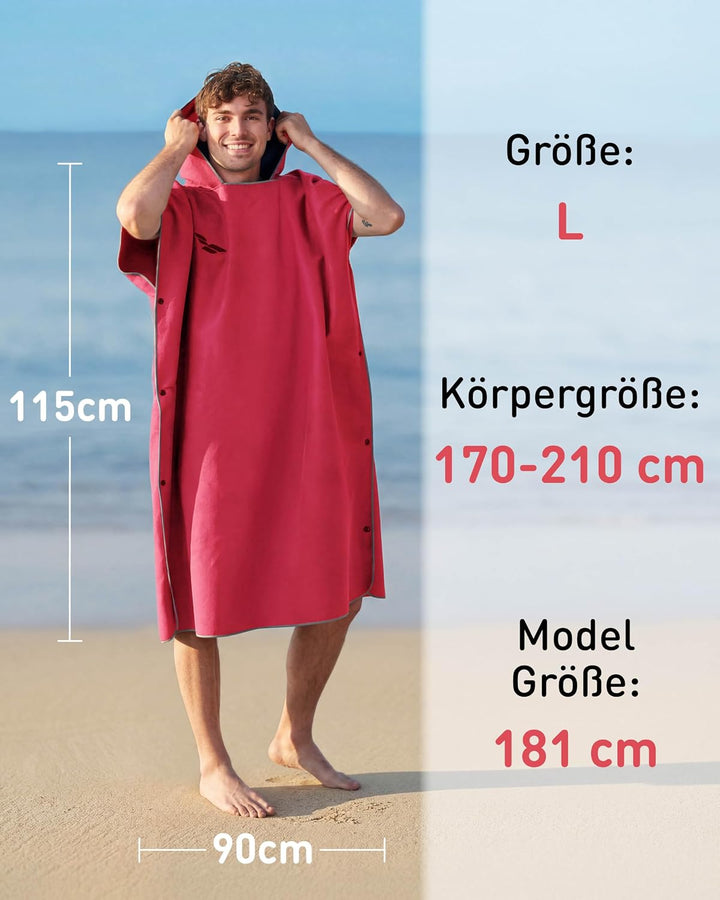 Fit-Flip Badeponcho aus Mikrofaser für Damen und Herren - schnelltrocknend, kompakt und Ultraleicht