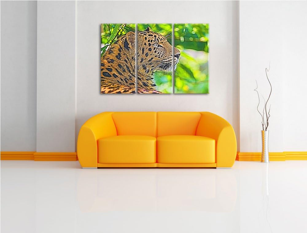 prächtiger Leopard im Schatten Spezial 3-Teiler Leinwandbild 120x80 Bild auf Leinwand, XXL riesige B