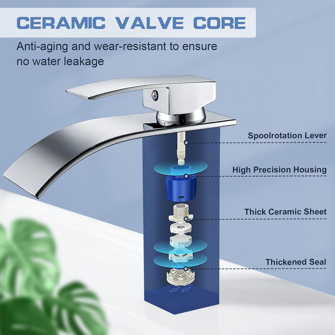 kisimixer Wasserhahn Bad Wasserfall, Waschtischarmatur für Badezimmer, Modern Einhandmischer Armatur