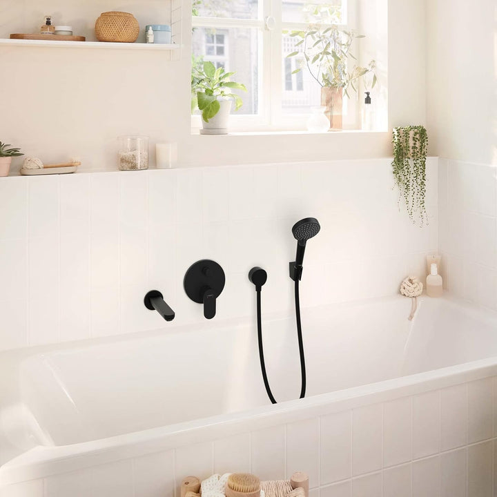 hansgrohe Wannenarmatur Rebris S, Unterputz Badarmatur für 2 Funktionen, Mattschwarz Mattschwarz Wan