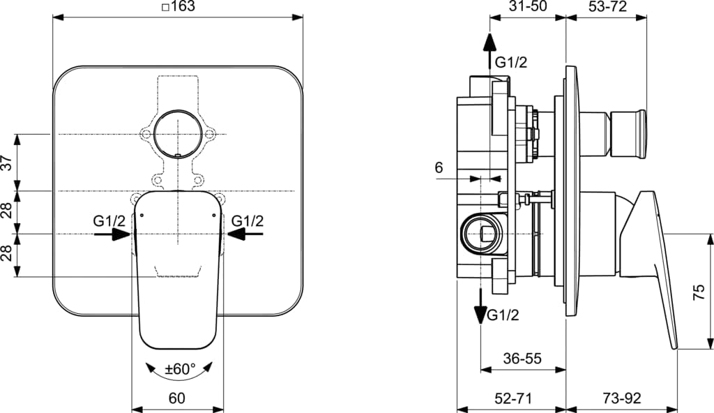 Ideal Standard - Ceraplan Einhebelmischer für Wanne/Dusche