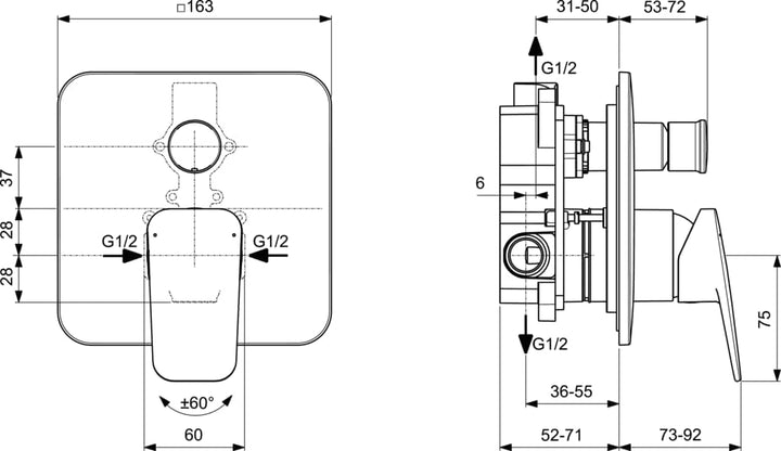 Ideal Standard - Ceraplan Einhebelmischer für Wanne/Dusche