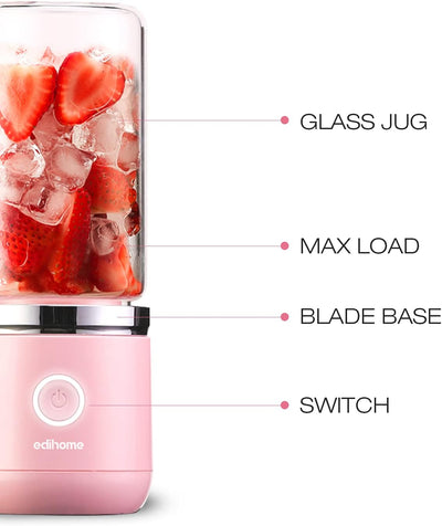 Edihome, Smoothie Maker to Go, Blender, für Shake, Smoothie, Gemüse und Obst, Elektrischer Mini Mixe