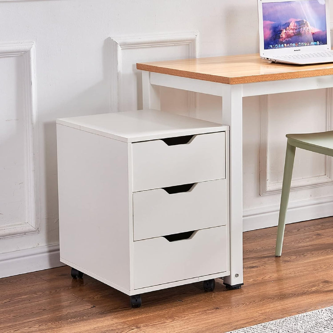 NICEME Bürocontainer mit 3 Schubladen, Rollcontainer unter Schreibtisch,Büroschrank für Dokumente, a