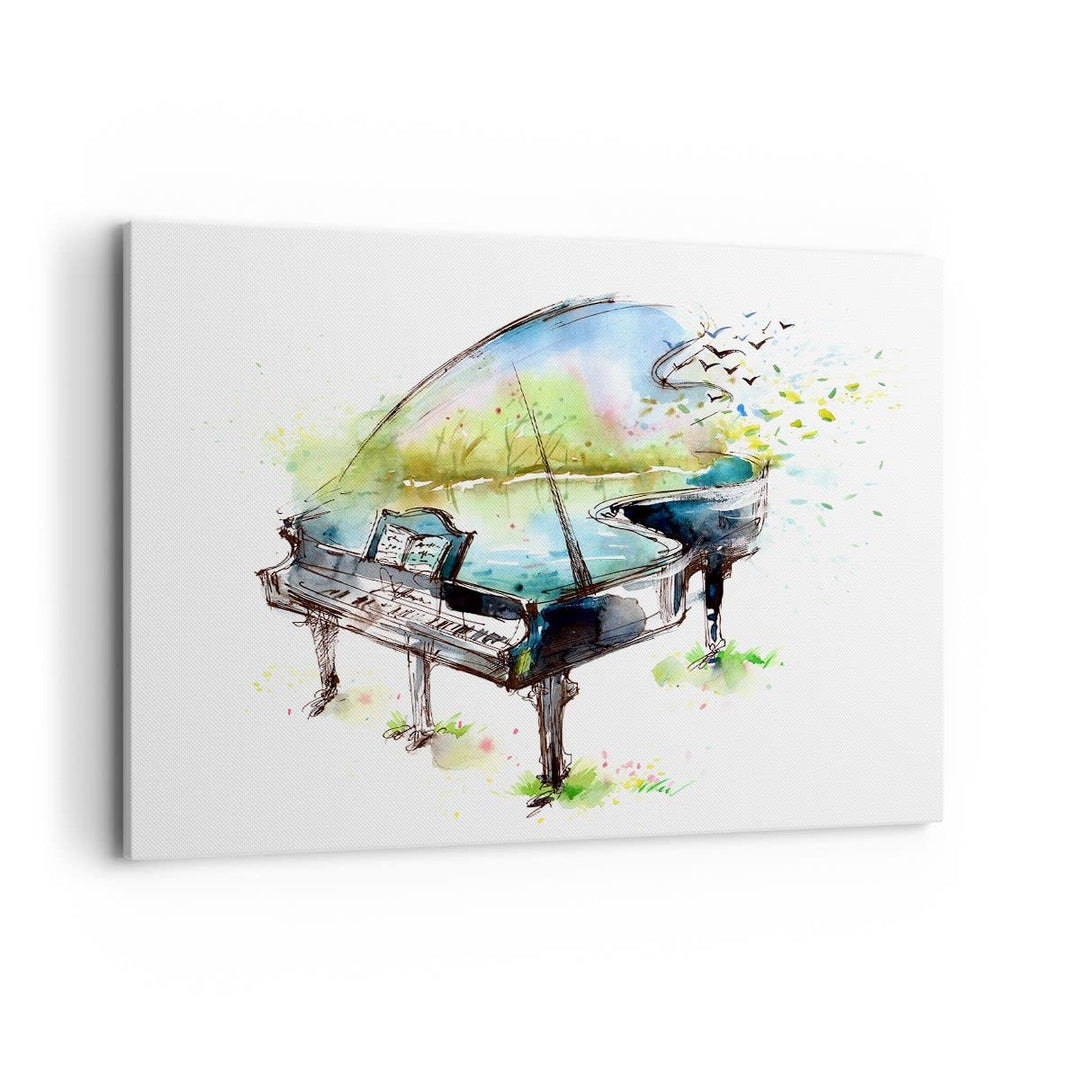 Bilder auf Leinwand 100x70cm Leinwandbild Klavier Natur Musik Eleganz Gross Wanddeko Bild Schlafzimm