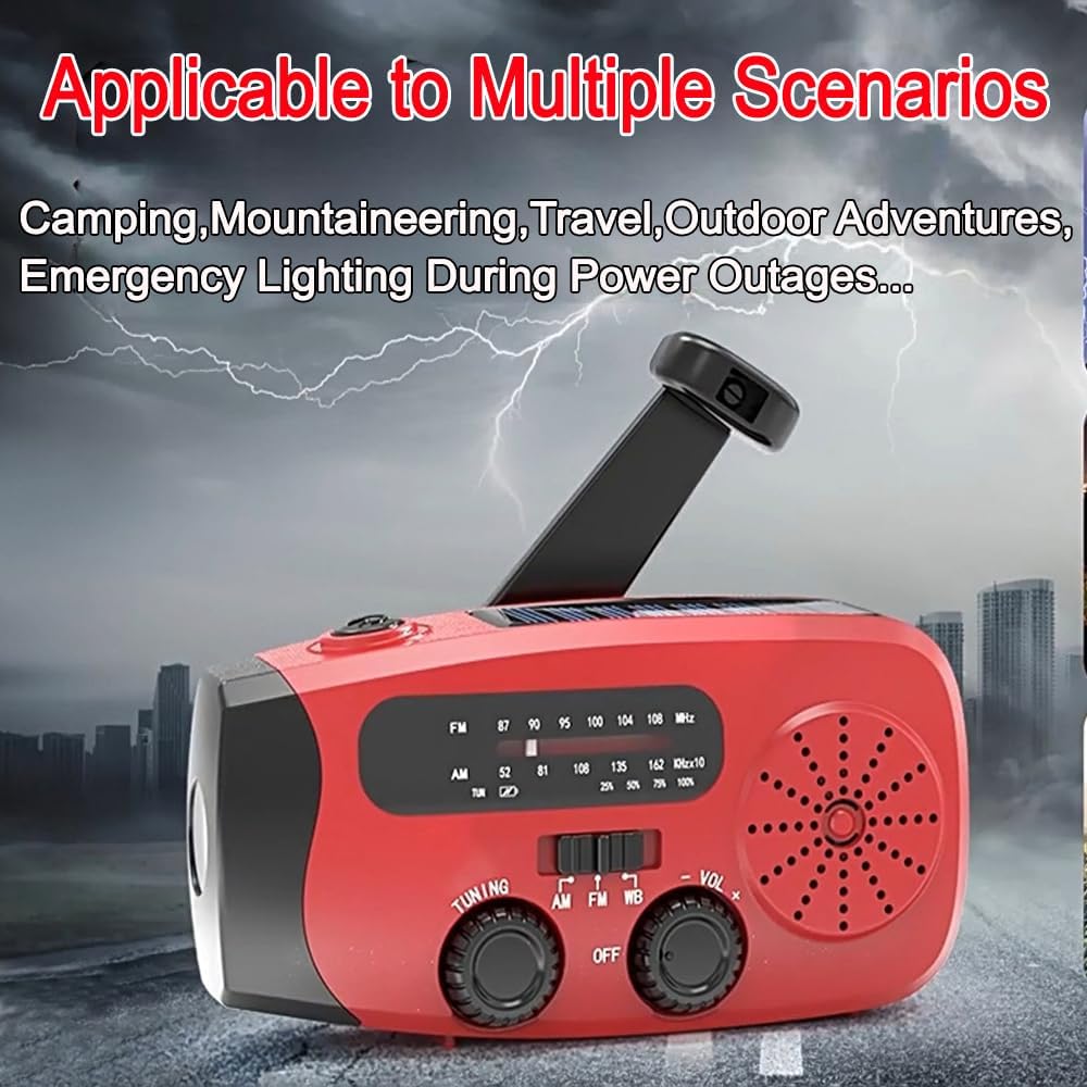 Aufziehbares Solarradio, Notfallradio, tragbares Solar-Notfallradio.2000 mAh wiederaufladbare Powerb