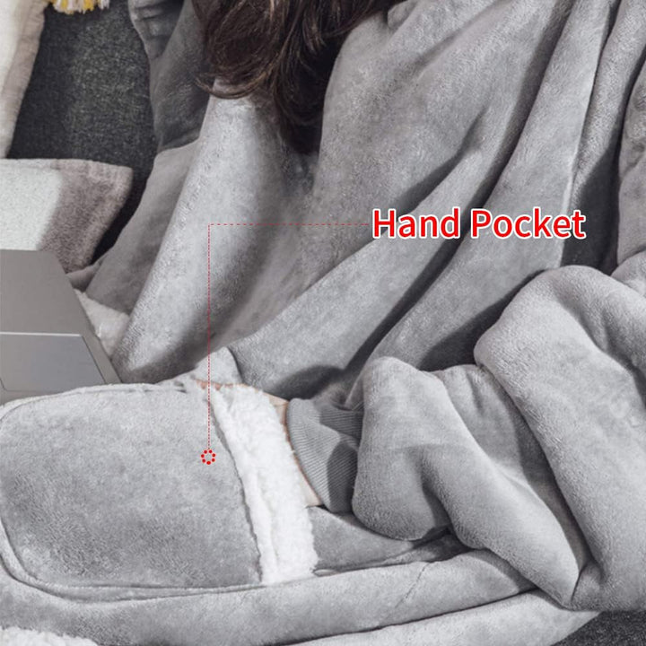 Emwwat Extra Lange Hoodie Decke, Übergrosse Sherpa Hoodie Decke für Damen und Herren, tragbare Decke