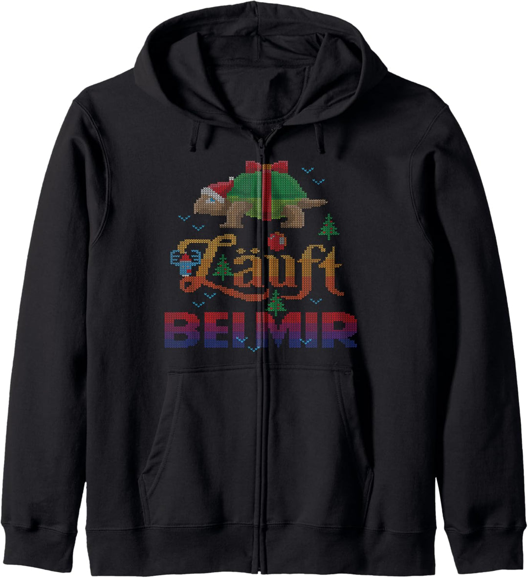 Läuft bei mir Glühwein Schildkröte Ugly Christmas Sweater Kapuzenjacke