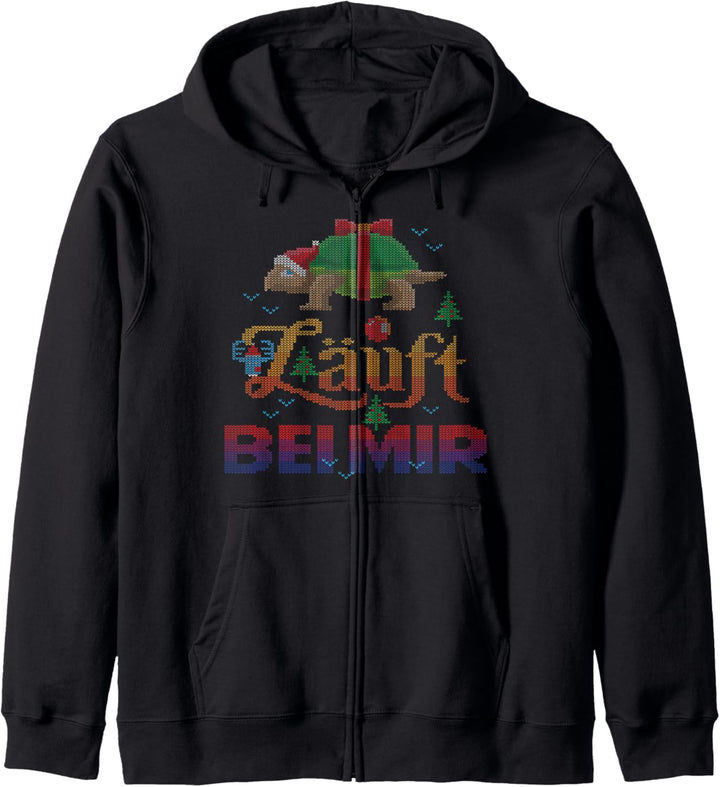 Läuft bei mir Glühwein Schildkröte Ugly Christmas Sweater Kapuzenjacke