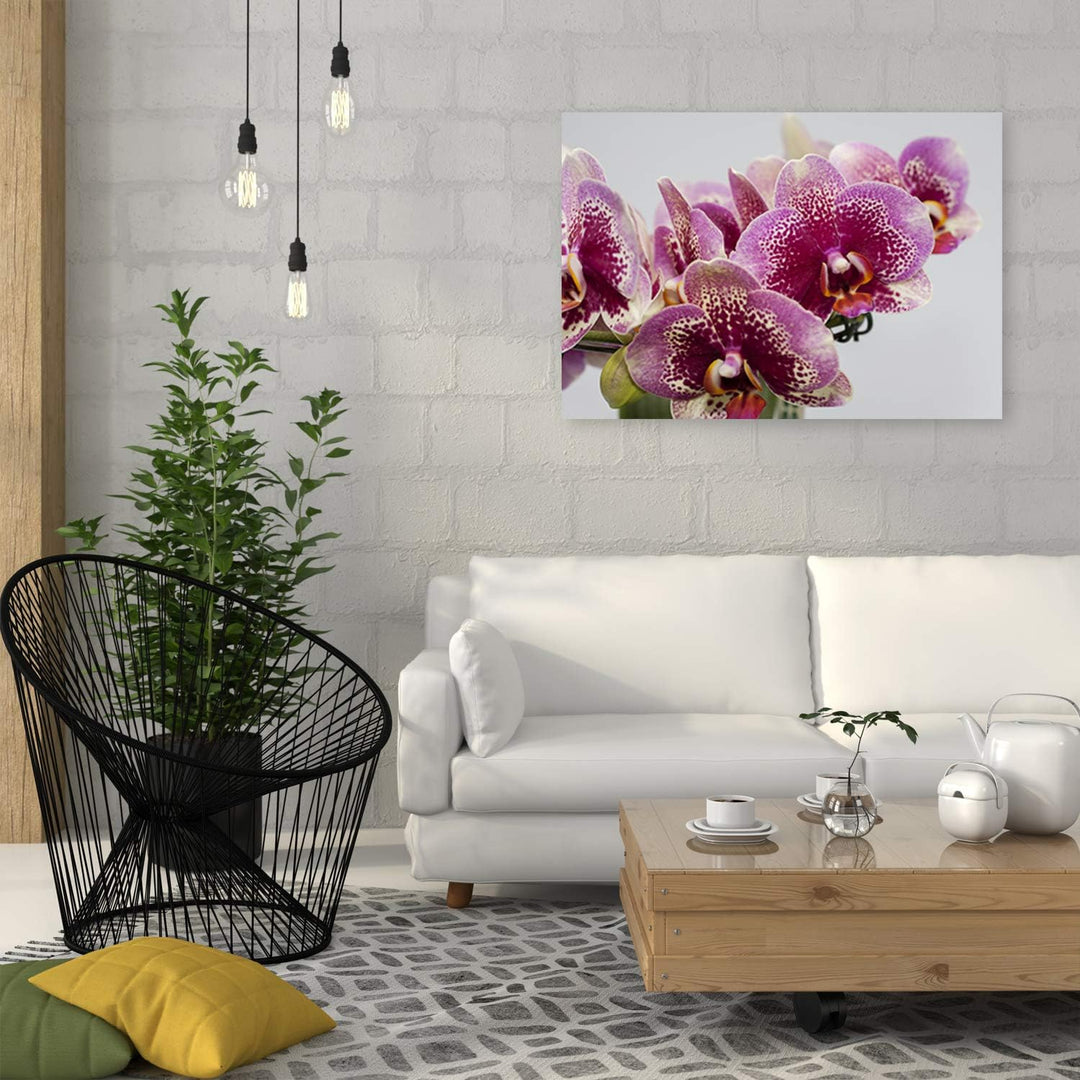 Wandbild Orchideen Modern Deko Kunst Bilder Natur Violett 90x60 cm Deko Paneel 90x60 cm Violett_d, D