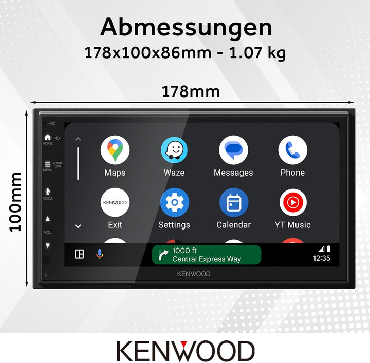Kenwood DMX6523DABS - 17,3 cm WSVGA Moniceiver mit DAB+/FM, Wireless CarPlay & Android Auto, Apple &