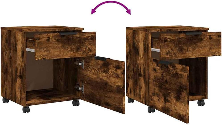 vidaXL Aktenschrank Mobil mit Rollen, Rollschrank Rollcontainer für Büro, Büroschrank mit viel Staur