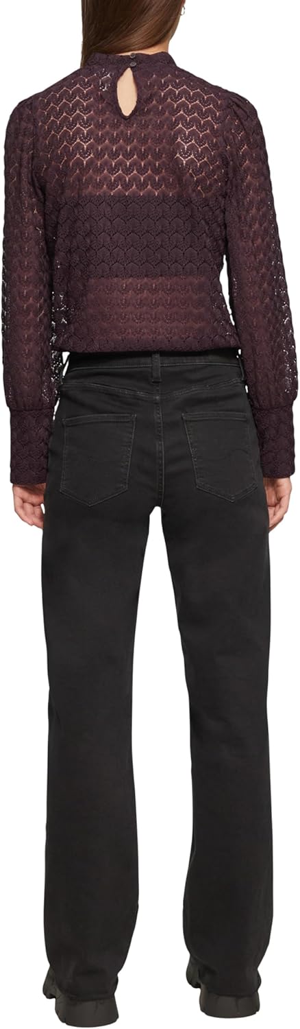 QS Transparentes Spitzen-Shirt mit Stehkragen XS 4988_aubergine, XS 4988_aubergine